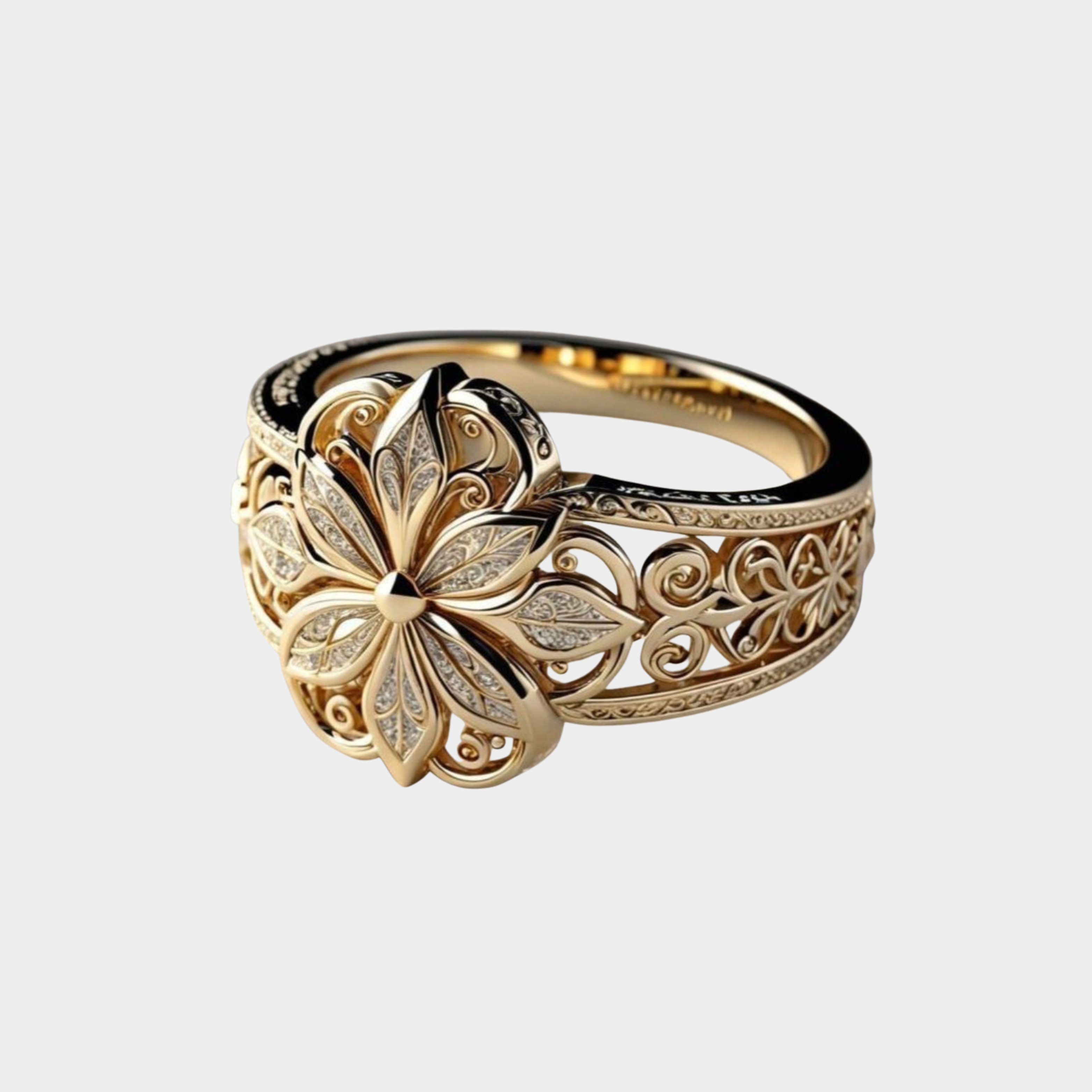 Daniela – Guldring med eksotisk zirkonia-blomstermotiv