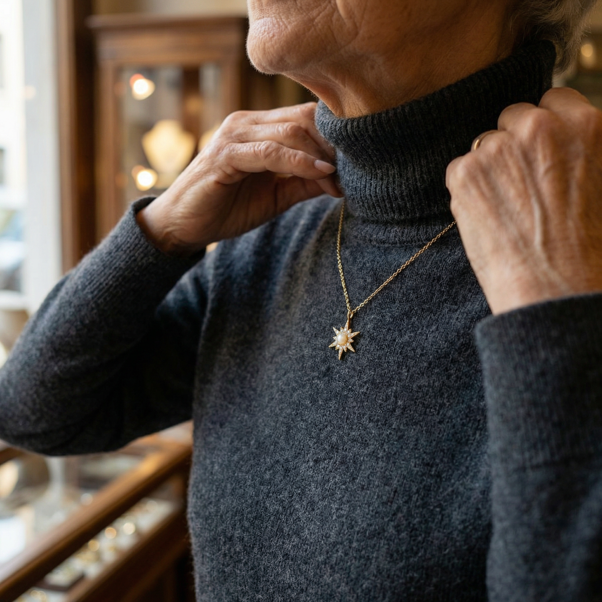 Amelie – Delikat sølvhalskæde med rund vedhæng.